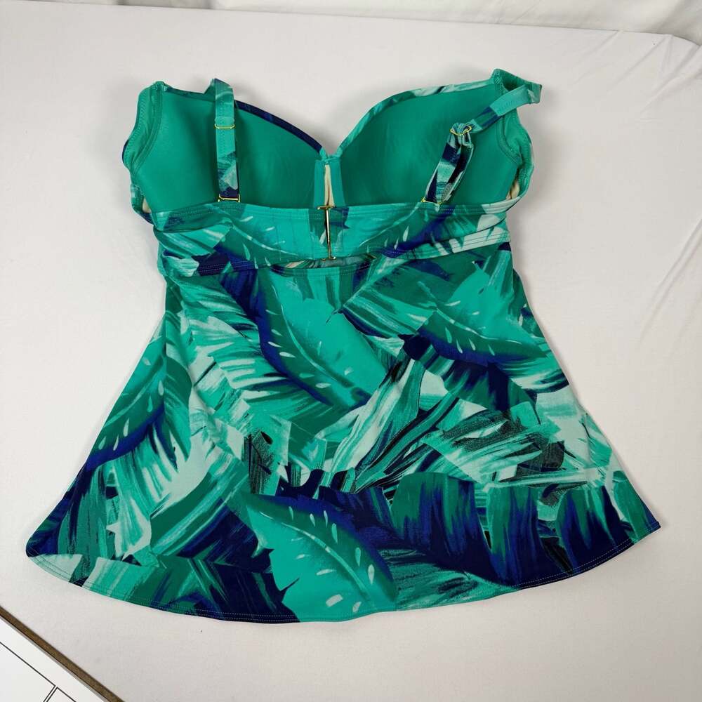 Soma Tropical Leaf Print Underwire Tankini Swim Top 38D - Picture 3 of 9